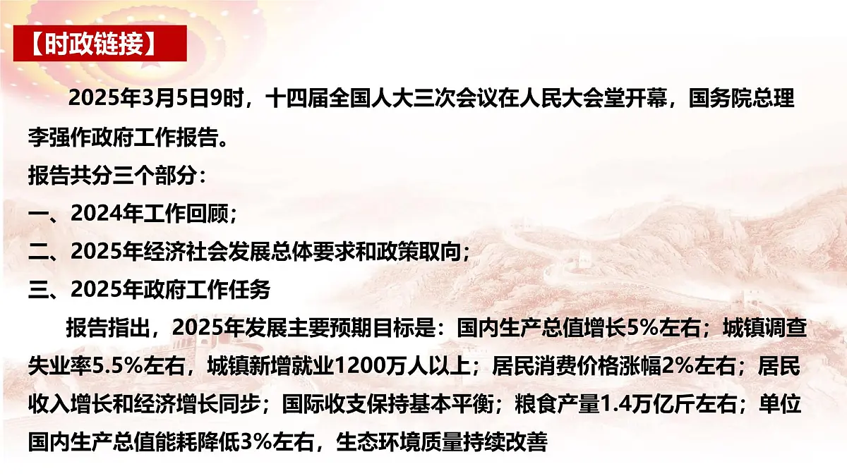 时政04 2025年政府工作报告之经济与社会篇-备战2025年高考政治必备重大时政热点精讲课件第2页