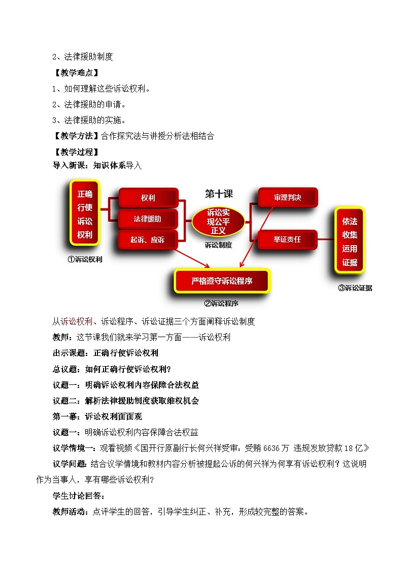 人教统编版高二政治选必二10.1正确行使诉讼权利（教学设计）第2页