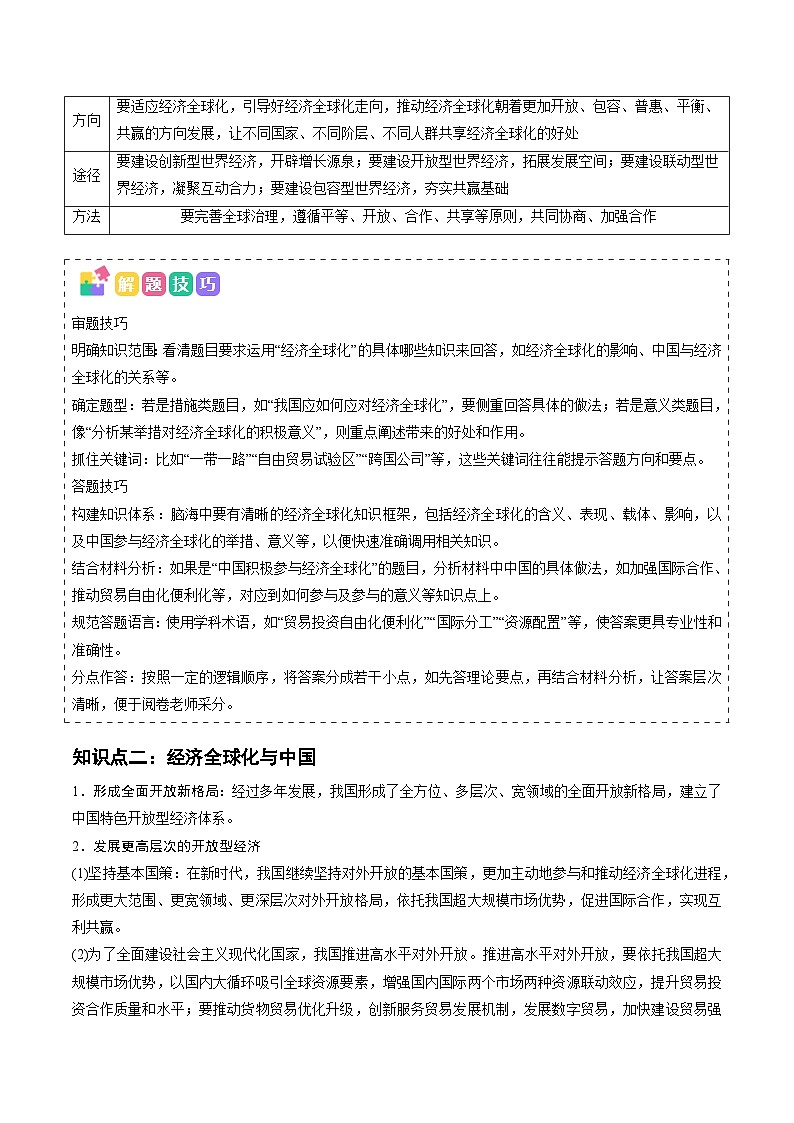 高频考点10 经济全球化 -2025年高考政治冲刺抢押秘籍专题讲练（新高考通用）第3页