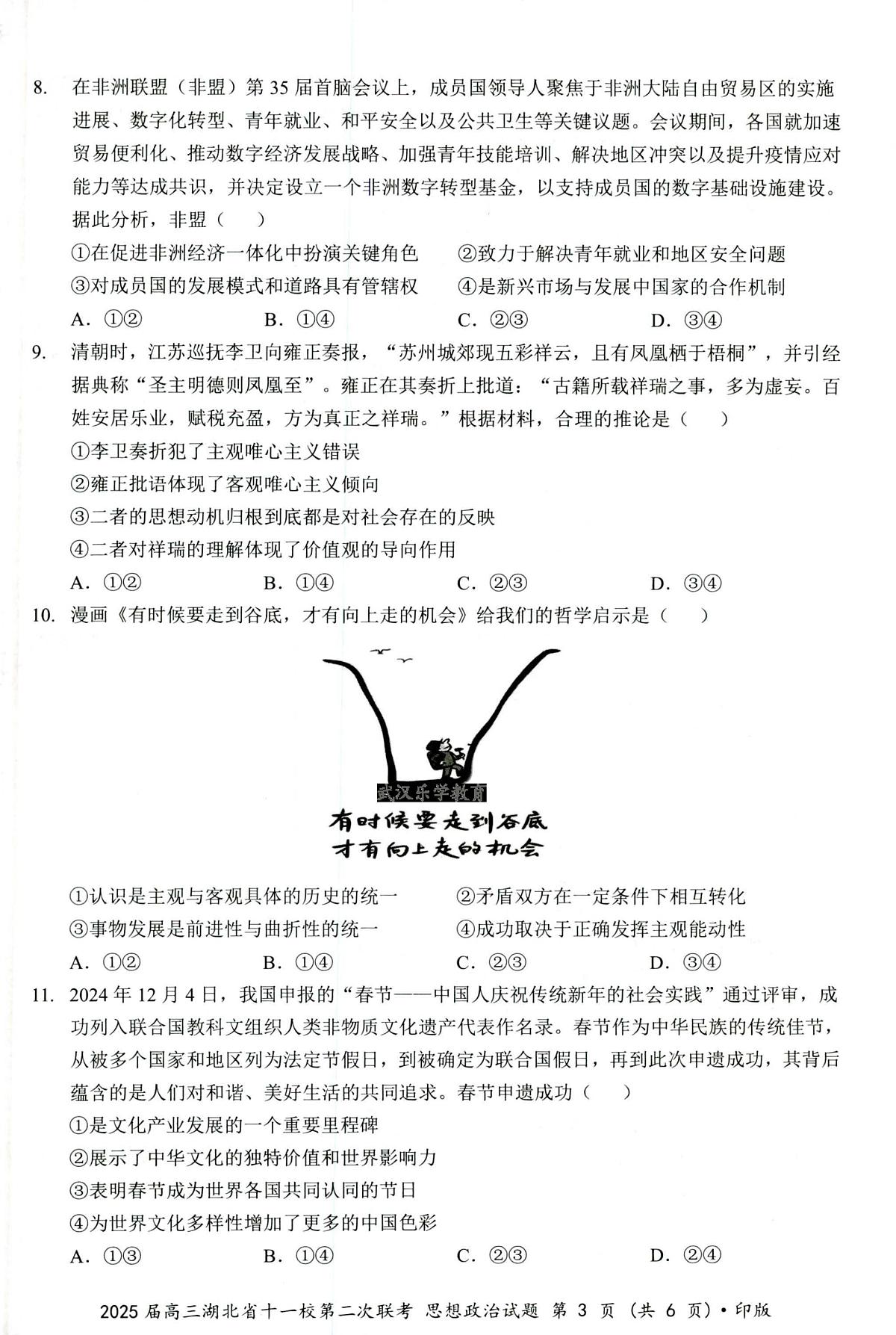 湖北十一校第二次联考政治试卷第3页