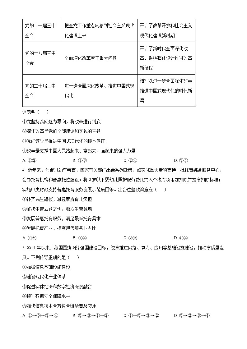 2025届广东省广州市普通高中毕业班综合检测（一）政治试题（原卷版）第2页
