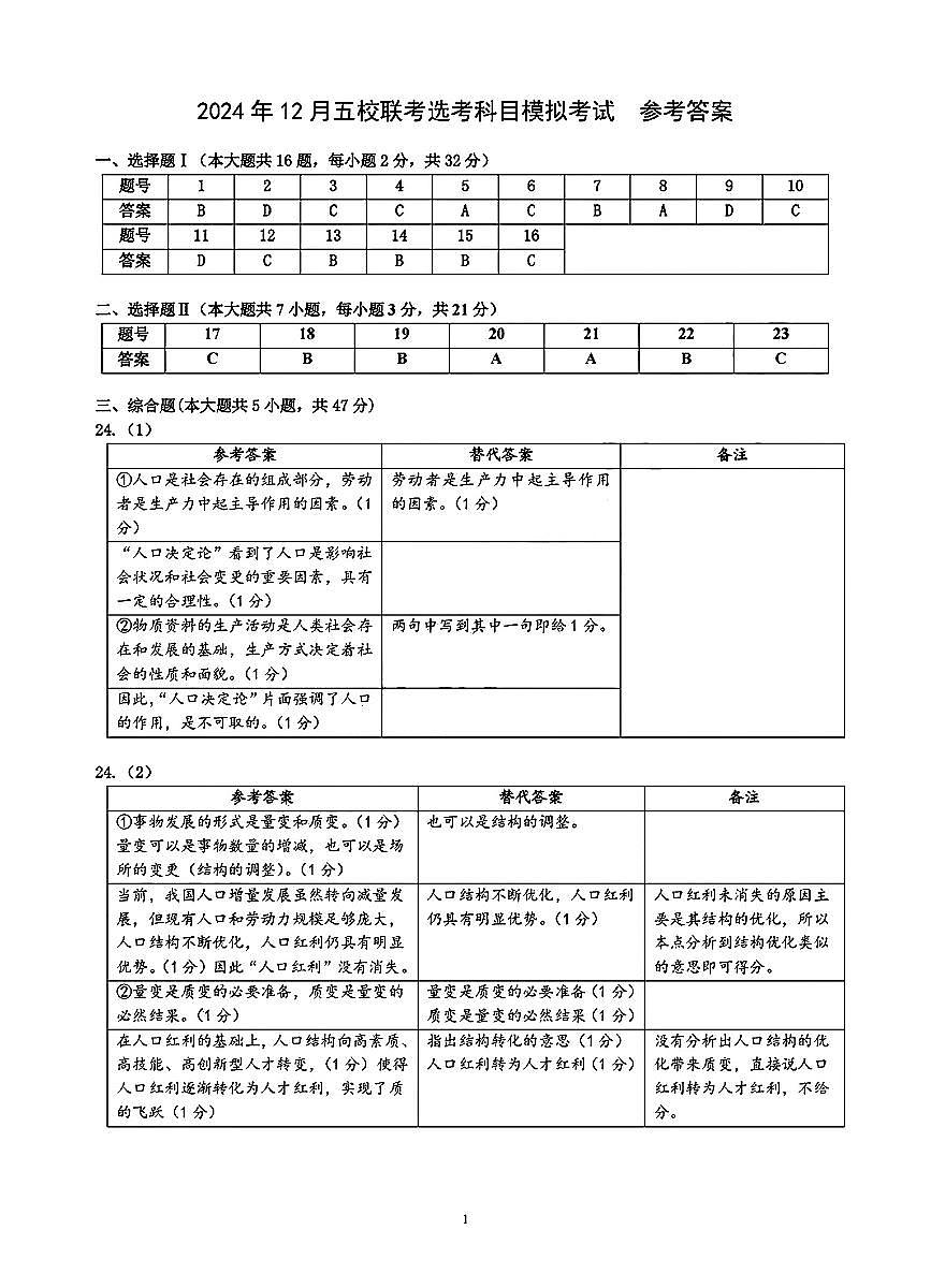政治答案第1页