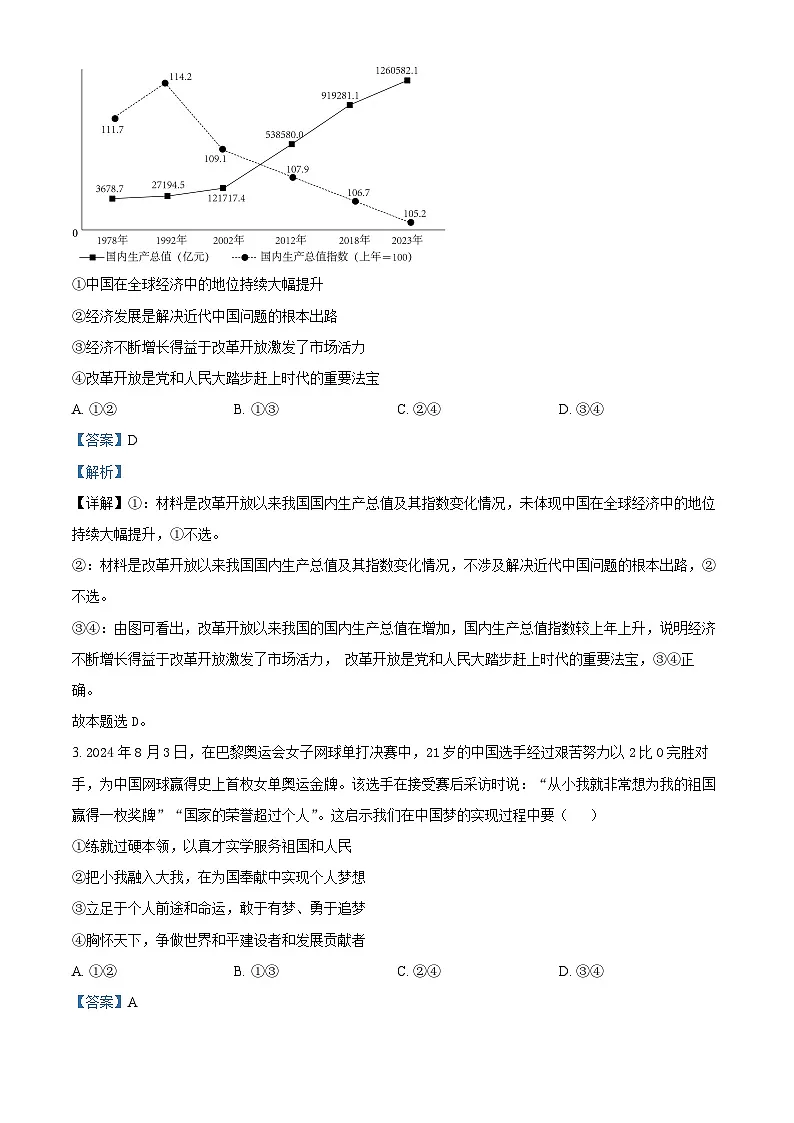 四川省达州市2025届高三上学期一诊试题 政治 含解析第2页