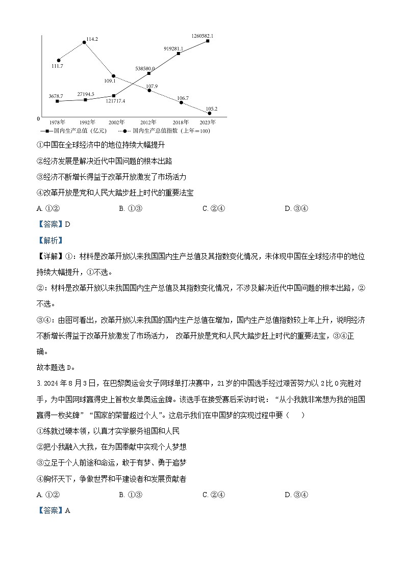 四川省达州市2025届高三上学期一诊试题 政治 含解析第2页