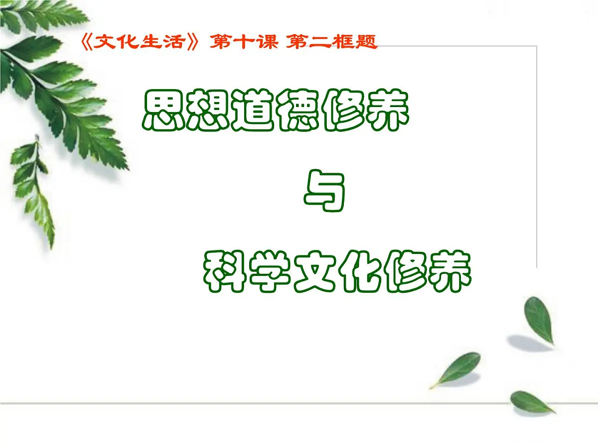 人教版 (新课标)高中政治必修3 4-10-2《思想道德修养与科学文化修养》课件第1页