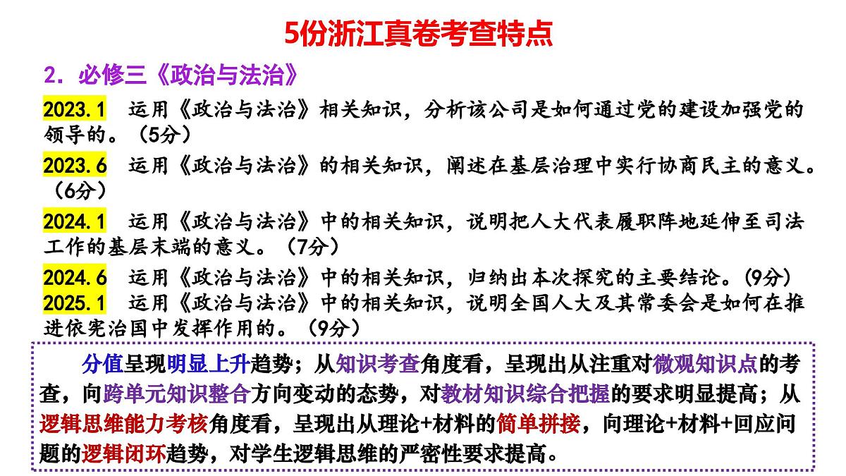 《主观题提分策略》课件 2025届浙江地区部编版高中政治高考复习第8页