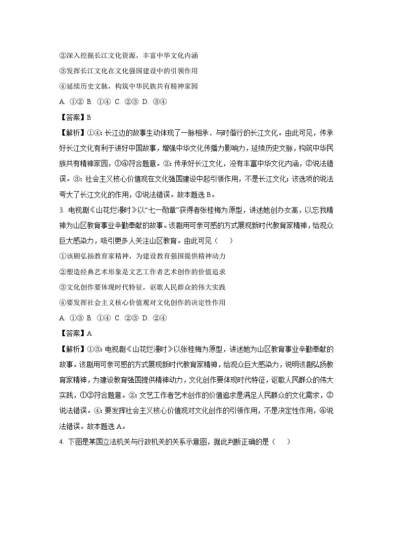 辽宁省大连市2024-2025学年高二上学期1月期末考试政治政治试卷（解析版）第2页