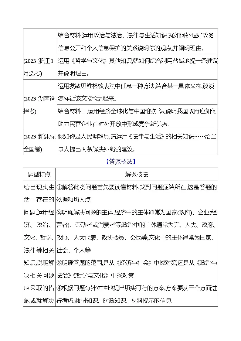 2025版高考政治热点题型与考点专练题型4 建议措施类非选择题试题（Word版附答案）第2页