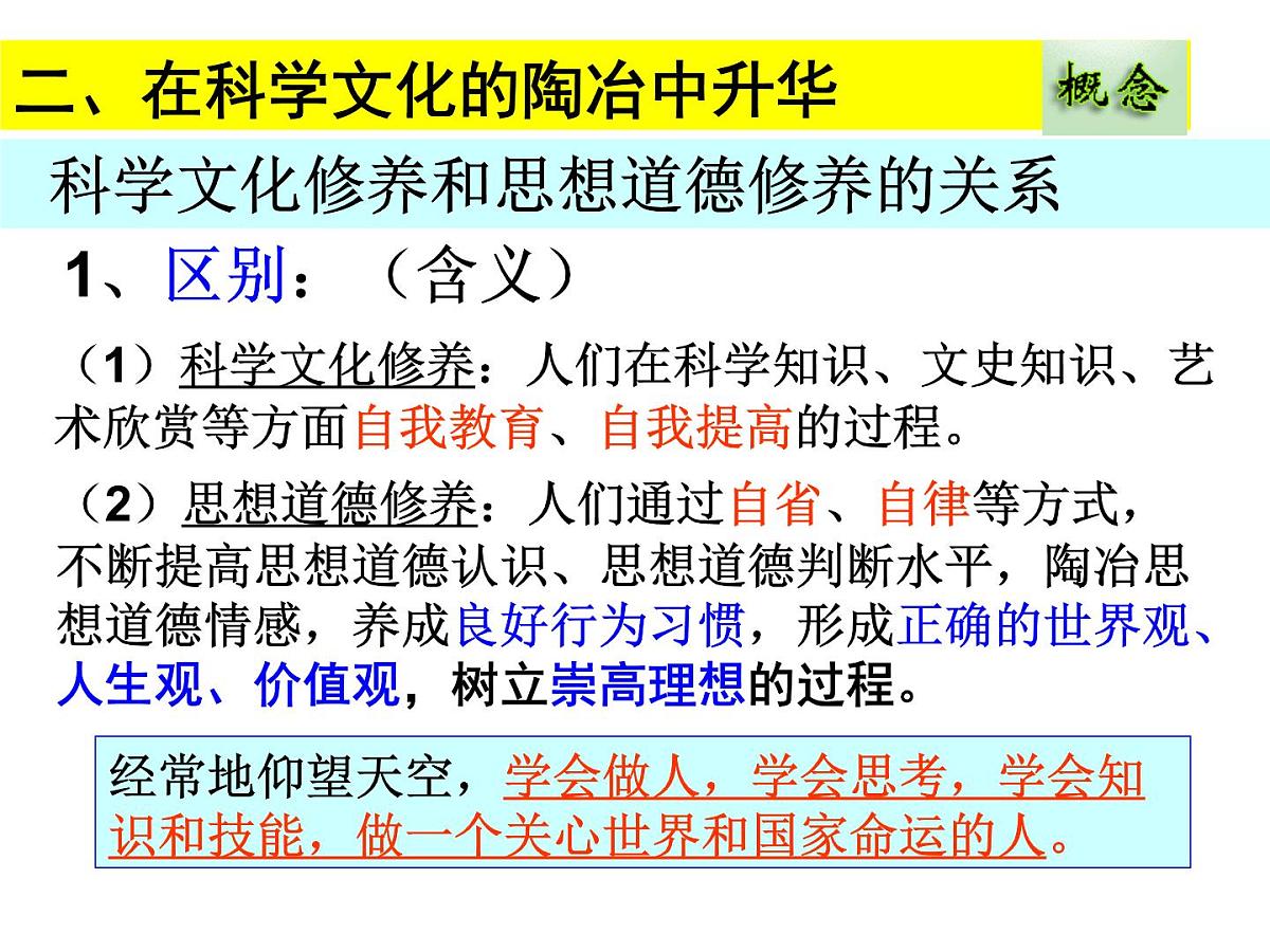 人教版 (新课标)高中政治必修3 4-10-2《思想道德修养与科学文化修养》课件第5页