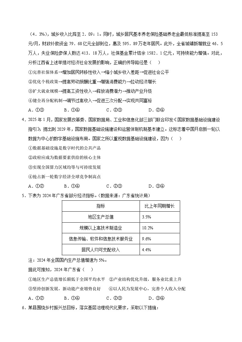 2025年高考押题预测卷：政治（重庆卷02）（考试版）第2页