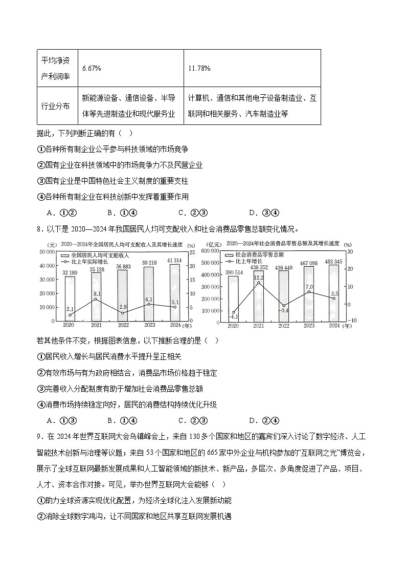 重庆市部分区县2025届高三下学期5月三诊考试政治试卷（Word版附答案）第3页