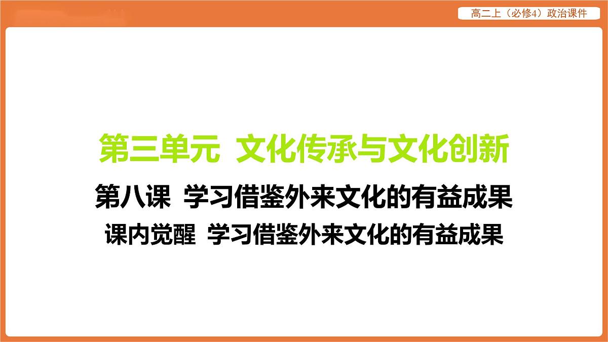 2025年暑期初高二政治解题课件-第八课 学习借鉴外来文化的有益成果-课内觉醒 学习借鉴外来文化的有益成果第1页