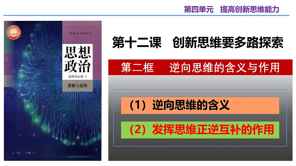 12.2逆向思维的含义与作用+课件-2024-2025学年高中政治统编版选择性必修三逻辑与思维第2页