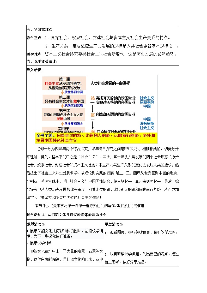 1.1原始社会的解体和阶级社会的演进 教学设计 统编版高中思想政治必修1中国特色社会主义第2页