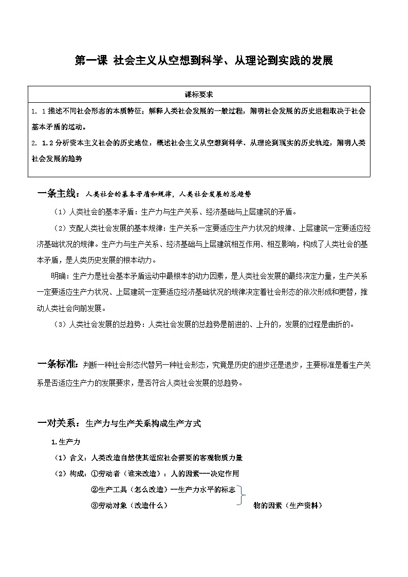 2026届高考政治一轮复习：统编版必修1《中国特色社会主义》考点知识提纲 学案第3页
