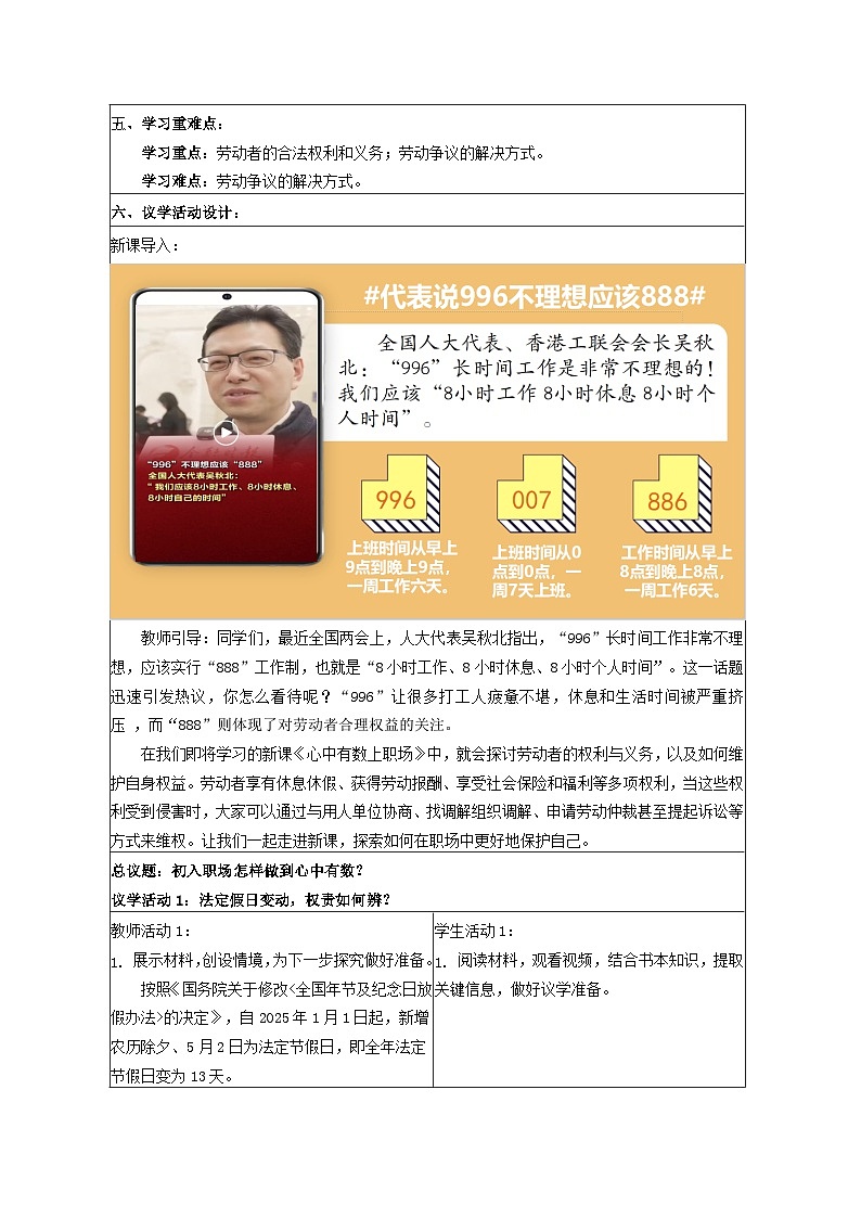 7.2心中有数上职场 教学设计 统编版高中政治选择性必修二《法律与生活》第2页