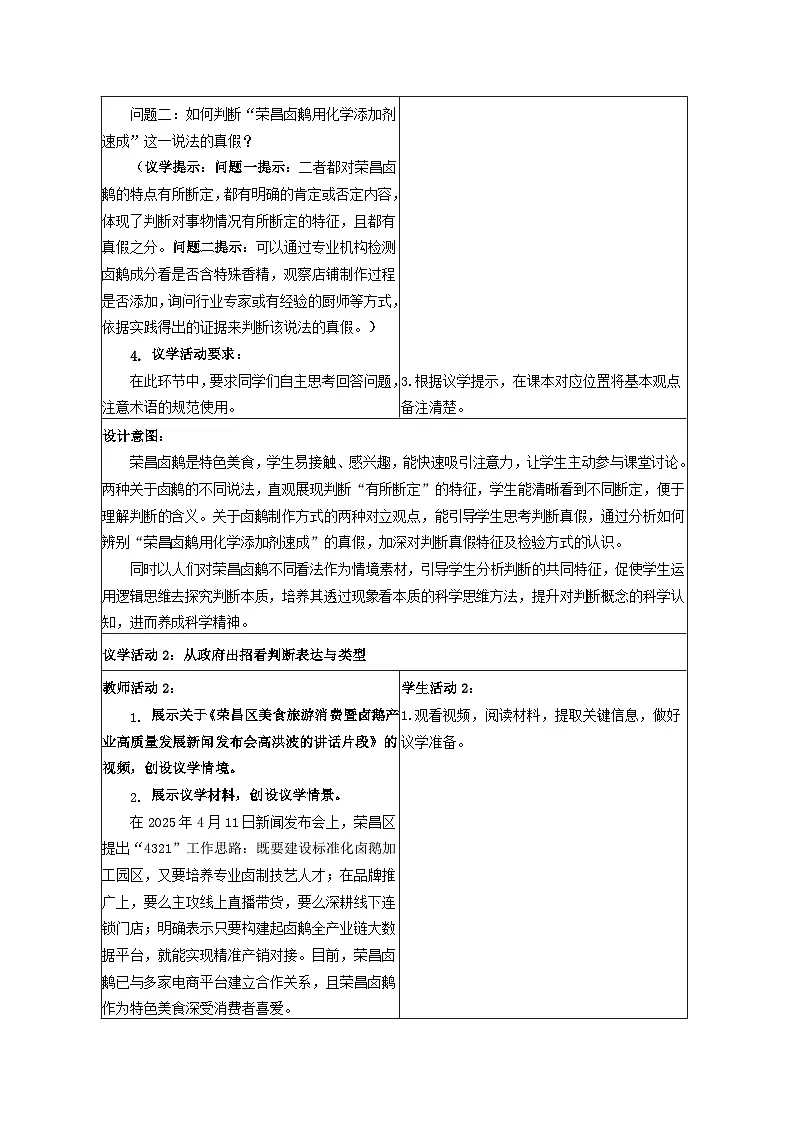 5.1判断的概述 教学设计 统编版高中政治选择性必修三《逻辑与思维》第3页