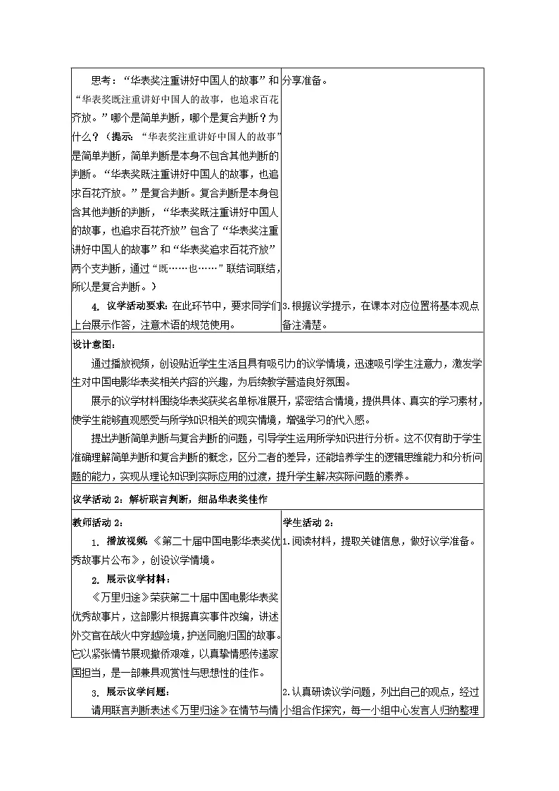 5.3正确运用复合判断 教学设计 统编版高中政治选择性必修三《逻辑与思维》第3页