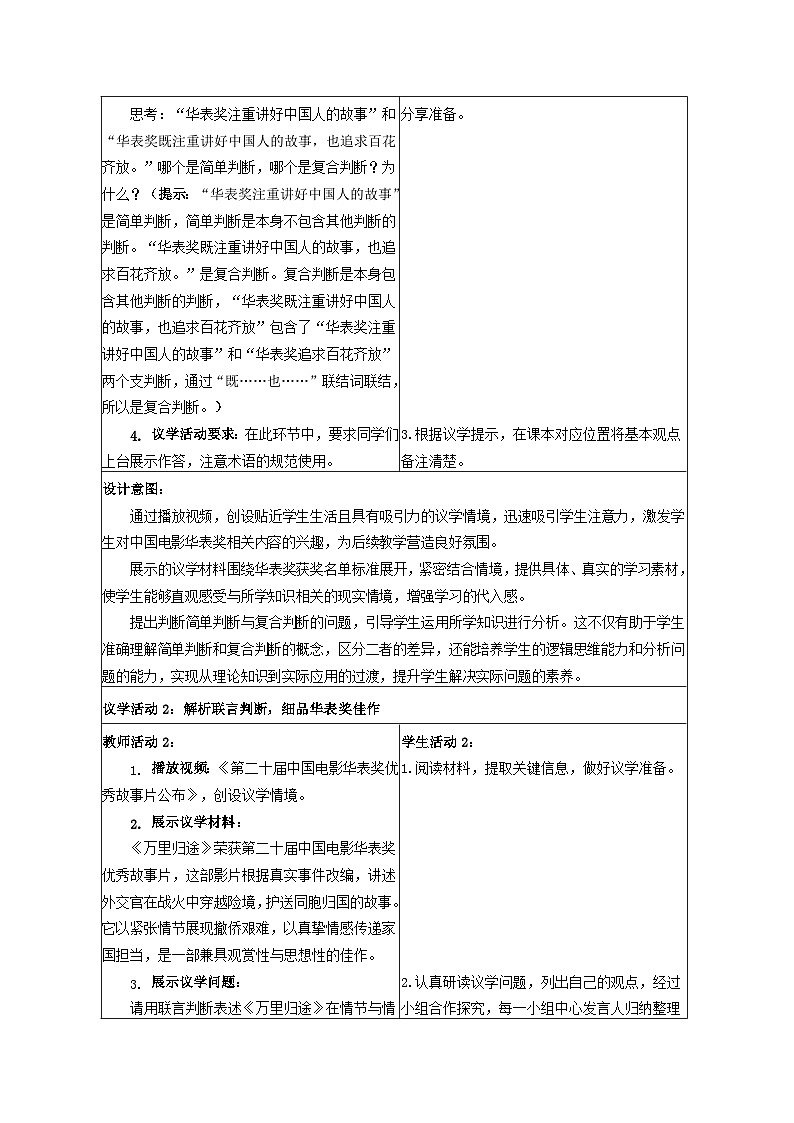 5.3正确运用复合判断 教学设计 统编版高中政治选择性必修三《逻辑与思维》第3页
