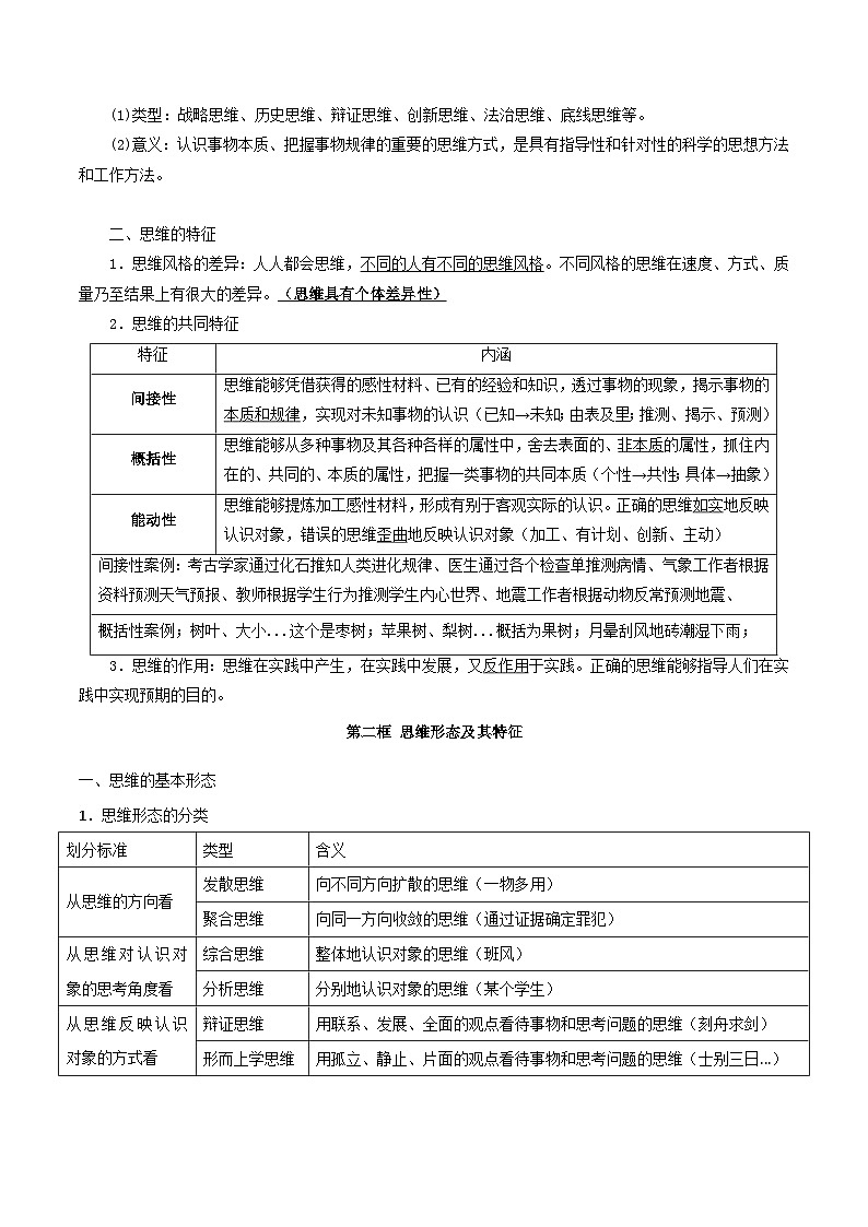 2026年高考政治一轮复习：选择性必修3《逻辑与思维》知识考点提纲 学案第2页