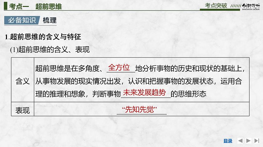 2026届高三政治高考总复习创新设计课件复习讲义第三十七课 提高创新思维能力 第2课时 超前思维与开拓创新（含综合探究）第4页