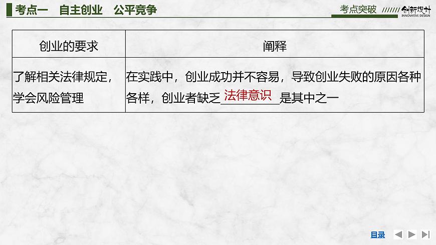 2026届高三政治高考总复习创新设计课件复习讲义第三十二课 就业与创业 第2课时 自主创业与诚信经营第6页