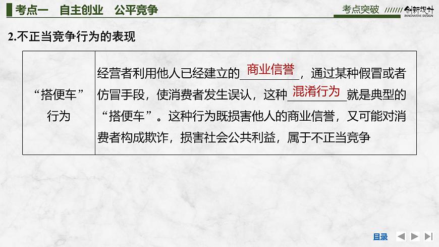 2026届高三政治高考总复习创新设计课件复习讲义第三十二课 就业与创业 第2课时 自主创业与诚信经营第7页