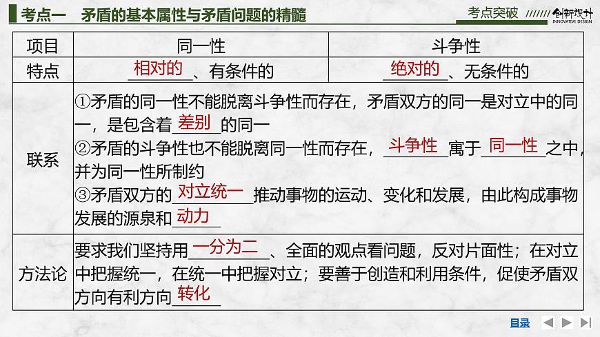 2026届高三政治高考总复习创新设计课件复习讲义第十九课 把握世界的规律 第3课时 唯物辩证法的实质与核心（含综合探究）第7页