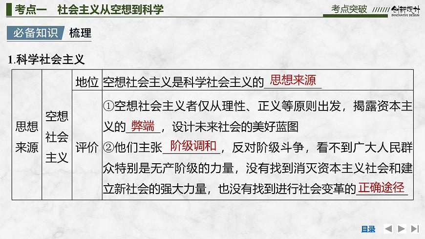 2026届高三政治高考总复习创新设计课件复习讲义第一课 社会主义从空想到科学、从理论到实践的发展 第2课时第4页