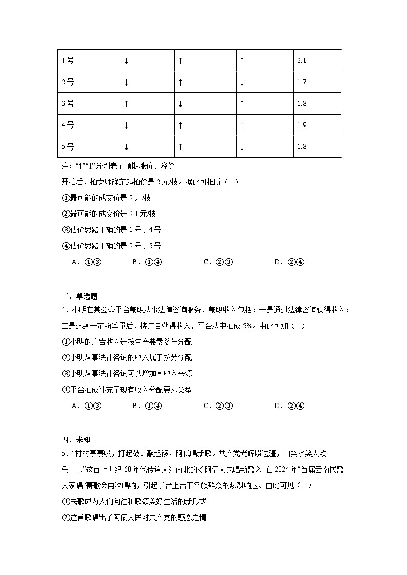2025年云南高考政治试题（无答案）第2页