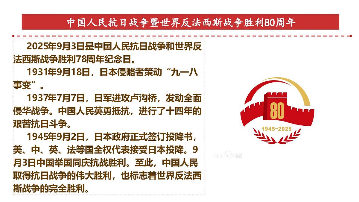 【时政探究】中国人民抗日战争暨世界反法西斯战争胜利80周年-2026年高考政治时政热点素材讲练 课件第5页