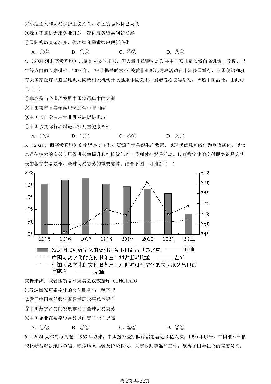 2023-2025全国高考真题政治汇编：做全球发展的贡献者  有答案解析第2页
