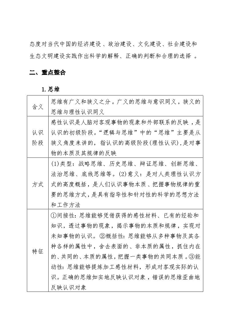 2026年高考政治一轮复习：选择性必修3《逻辑与思维》考点提纲 学案第3页