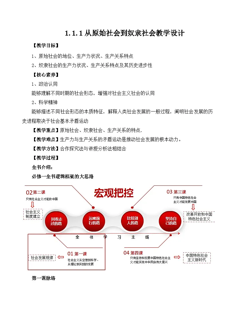 1.1.1从原始社会到奴隶社会（教学设计）-2025-2026学年高一政治上学期课件+教学设计+练习(统编版必修1).第1页