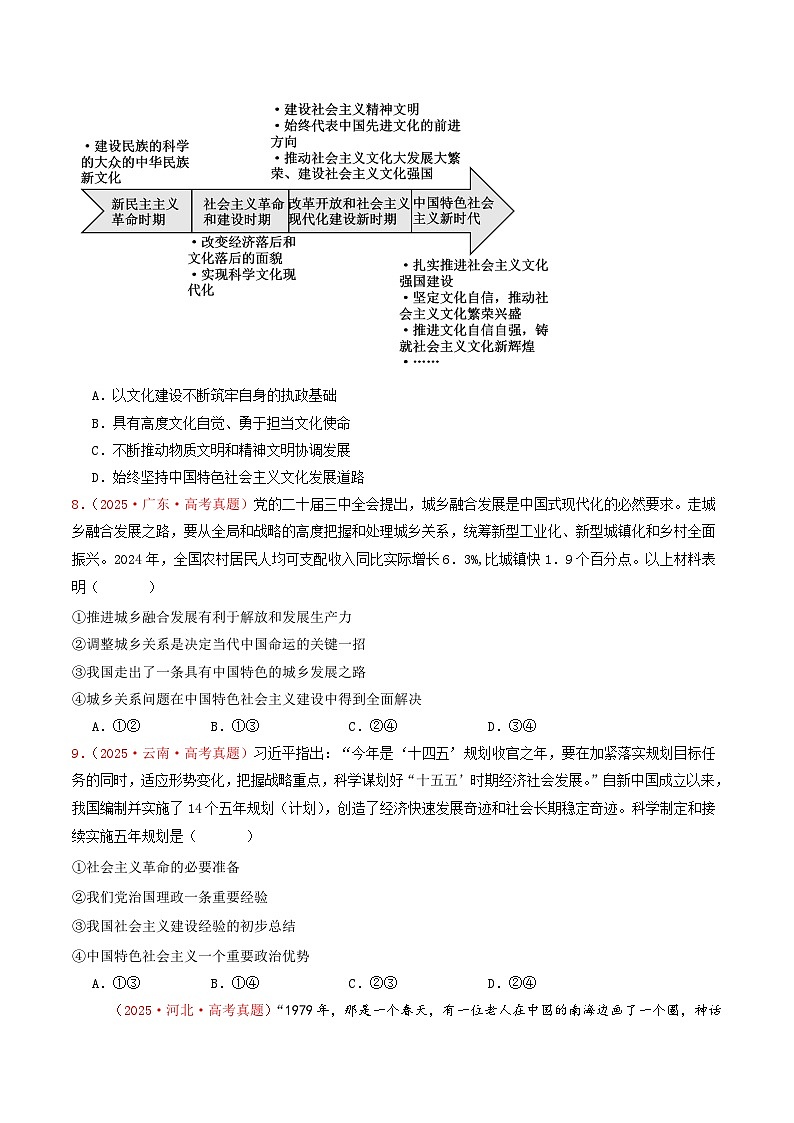 备战2026年高考政治（2025年真题分类汇编通用版）必修一《中国特色社会主义》（全国通用）（原卷版）第3页