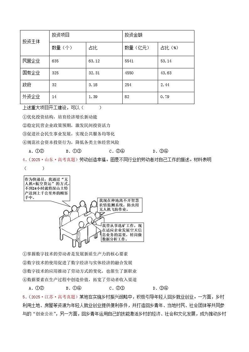 备战2026年高考政治（2025年真题分类汇编通用版）必修二《经济与社会》（全国通用）（原卷版）第2页
