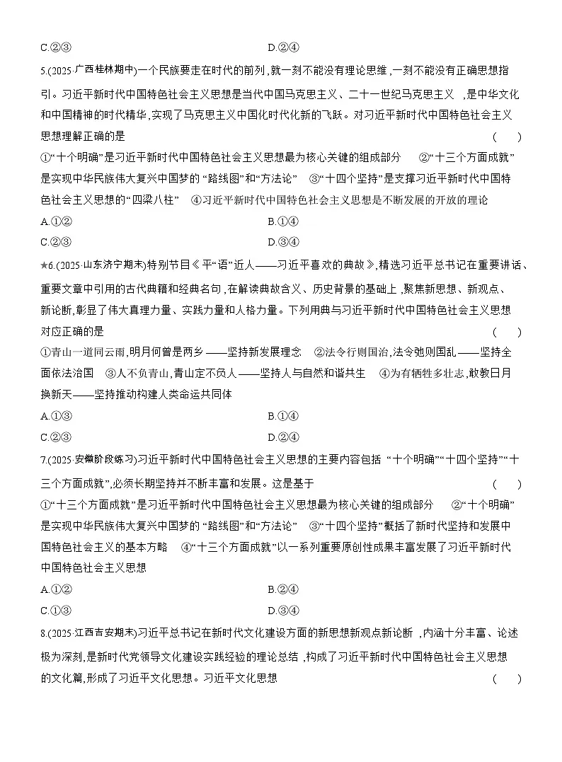 2025-2026学年高一政治（人教版）必修一框题跟踪检测(九)习近平新时代中国特色社会主义思想（Word版附解析）第2页