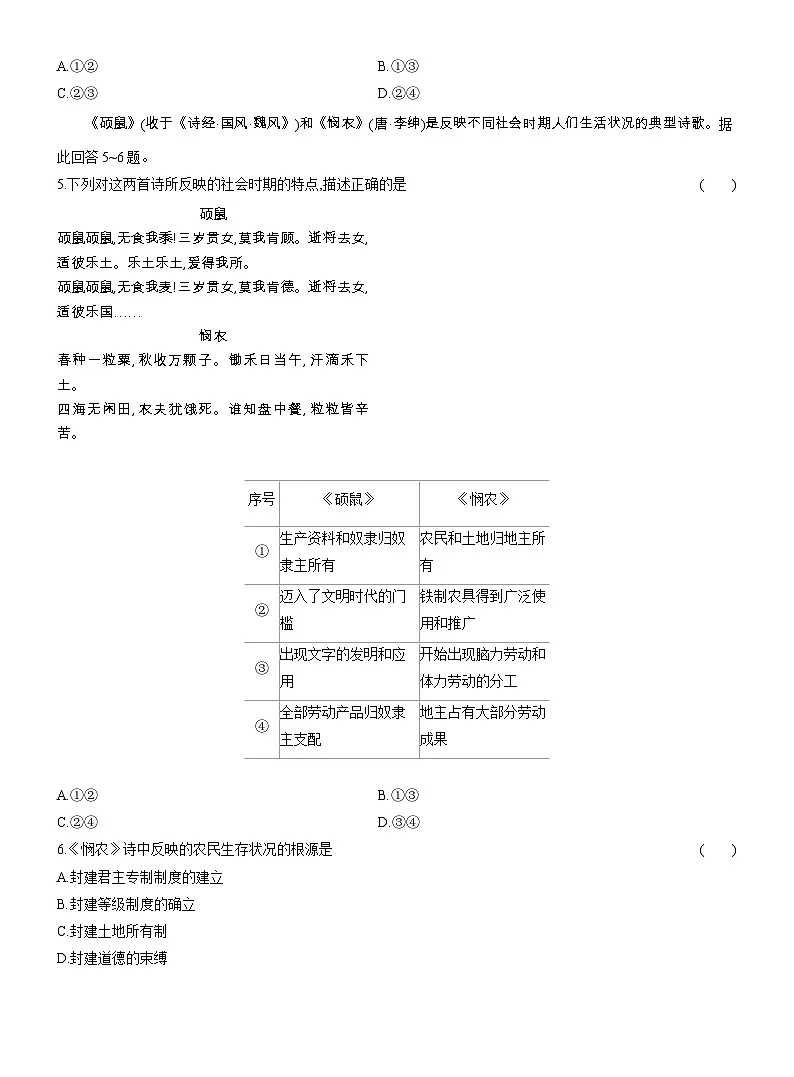 2025-2026学年高一政治（人教版）必修一框题跟踪检测(一)原始社会的解体和阶级社会的演进（Word版附解析）第2页