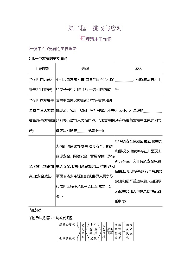 高二政治（统编版2019）选择性必修一导学案第四课第二框挑战与应对（Word版附解析）第1页