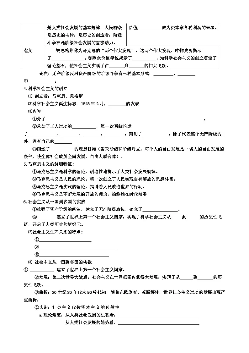 1.2 科学社会主义的理论与实践 导学案高中政治统编版必修一中国特色社会主义第2页
