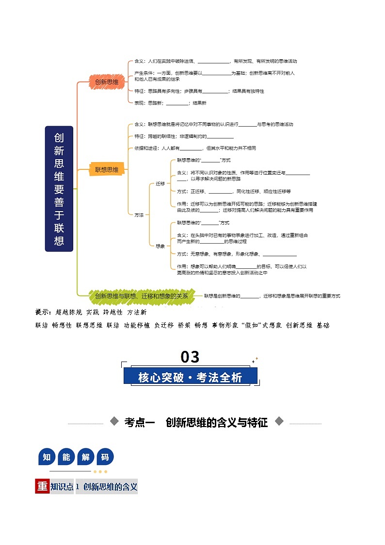 第11课  创新思维要善于联想（复习讲义）（原卷版）（全国通用）第3页
