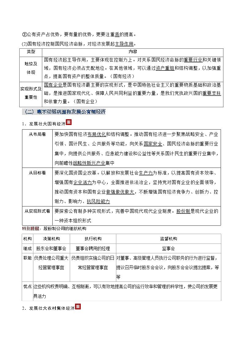 第一单元  生产资料所有制与经济体制（知识清单）（全国通用）2026年高考政治一轮复习讲练测第3页