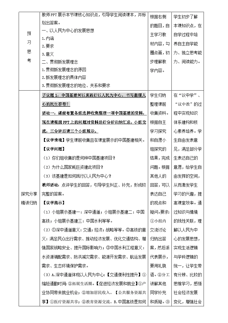 3.1 贯彻新发展理念（教学设计） 高中政治必修二经济与社会统编版第3页