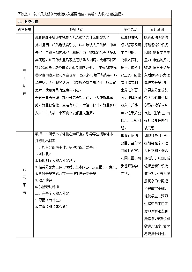 4.1 我国的个人收入分配（教学设计） 高中政治必修二经济与社会统编版第3页