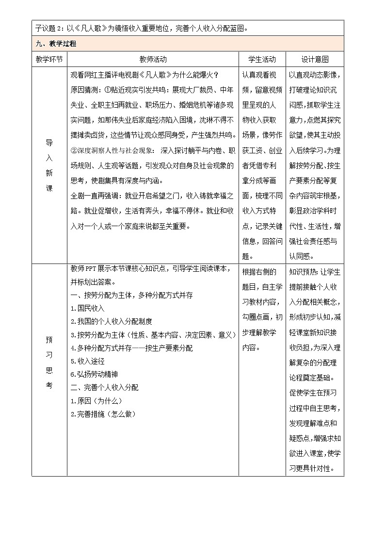 4.1 我国的个人收入分配（教学设计） 高中政治必修二经济与社会统编版第3页