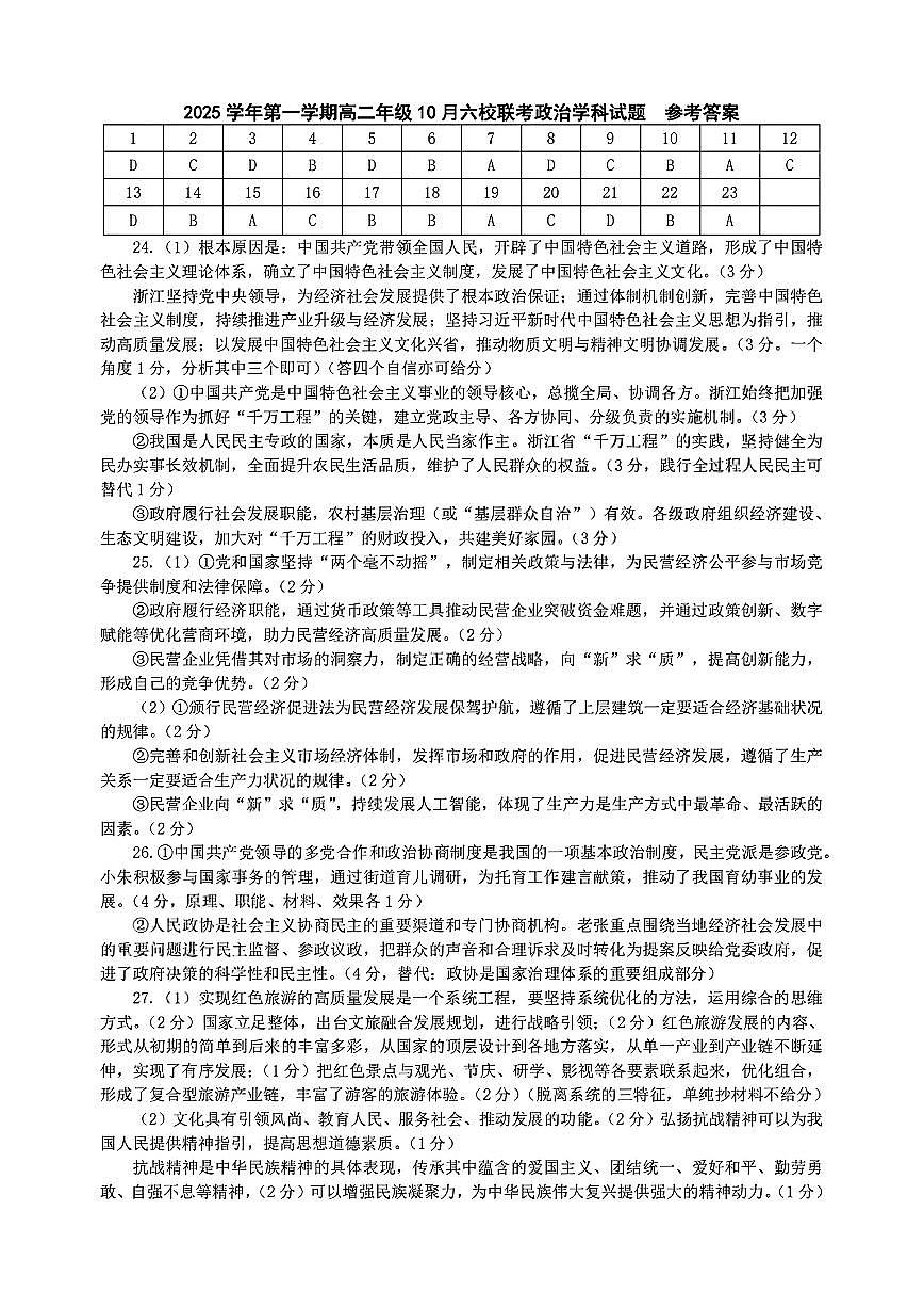 扫描件_政治参考答案第1页