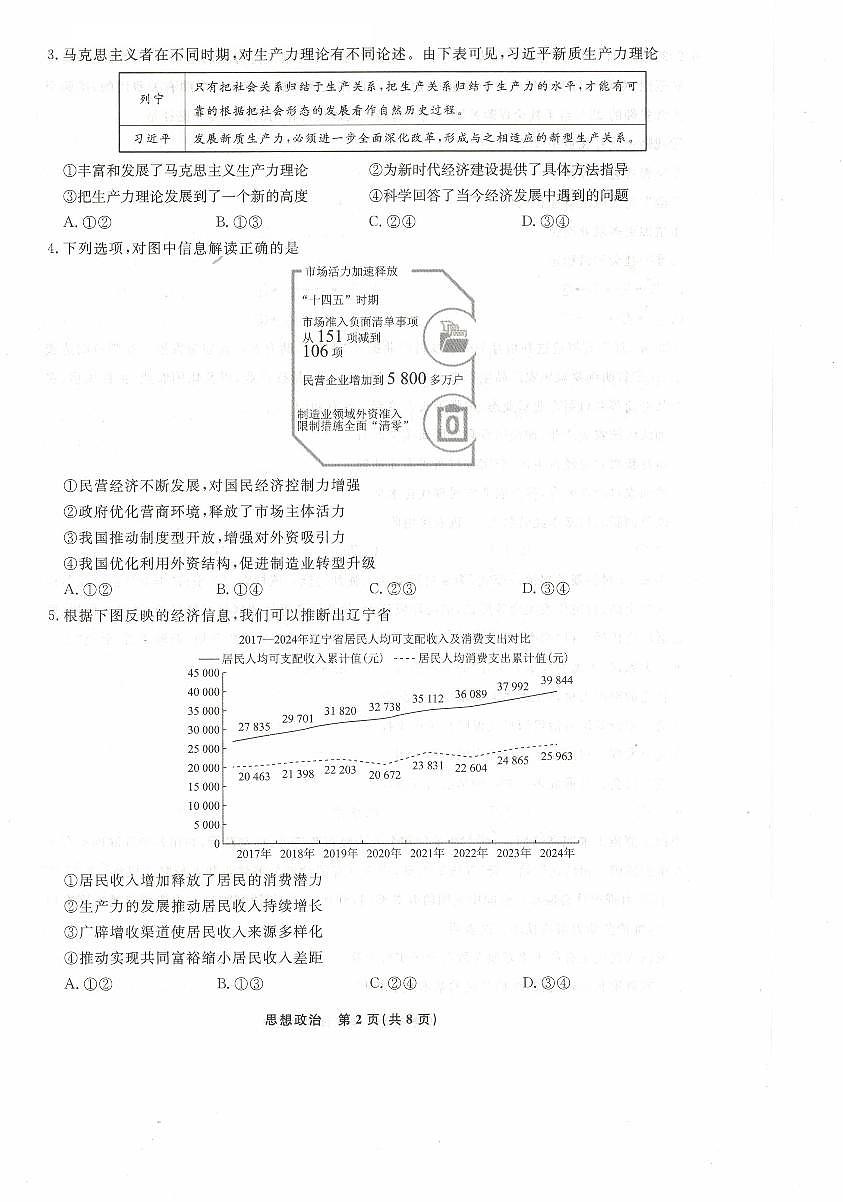 辽宁省名校联盟2025-2026年高三10月联考政治试卷第2页