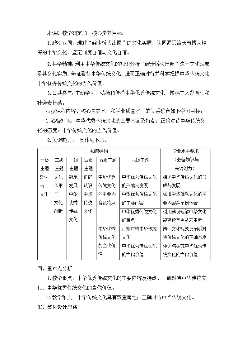 高中政治统编版必修四 7.2 正确认识中华传统文化 教案第2页