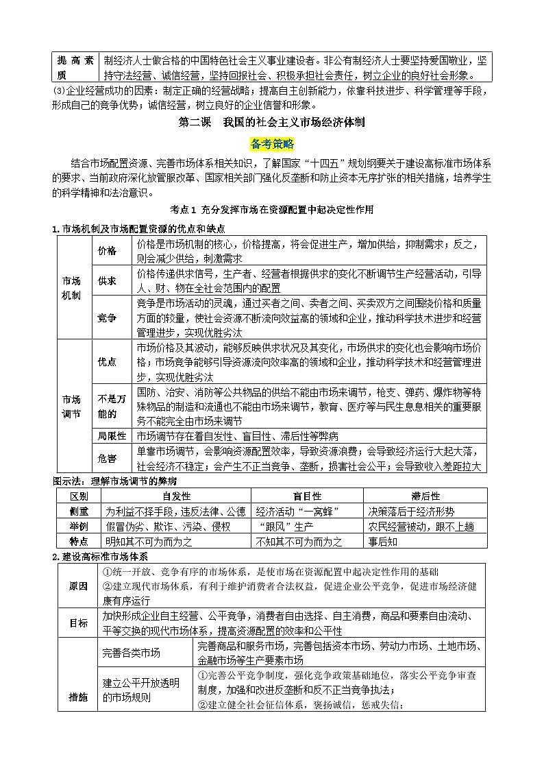 必修2 《经济与社会》核心知识梳理高考政治一轮复习 必修二 经济与社会第3页