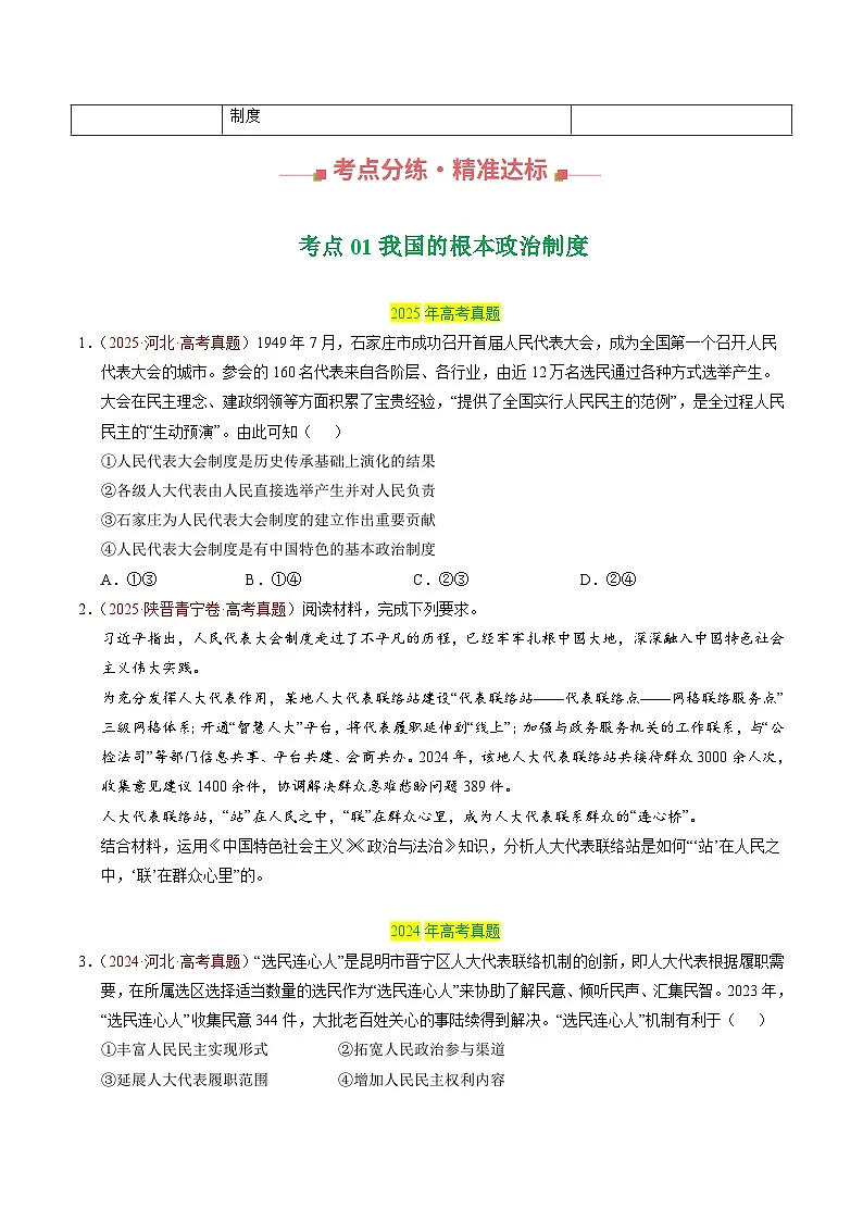 专题05 人民当家作主（全国通用）（原卷版）第2页